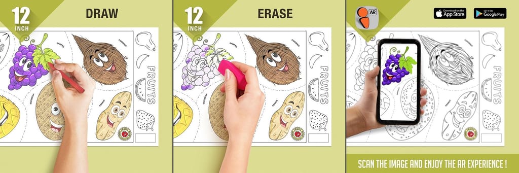 Fruits Reusable Wall Colouring Roll (12 inch)-Interactive AR Learning