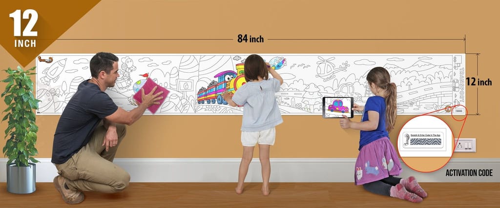 Transport Reusable Wall Colouring Roll (12 inch)- AR with Adventure