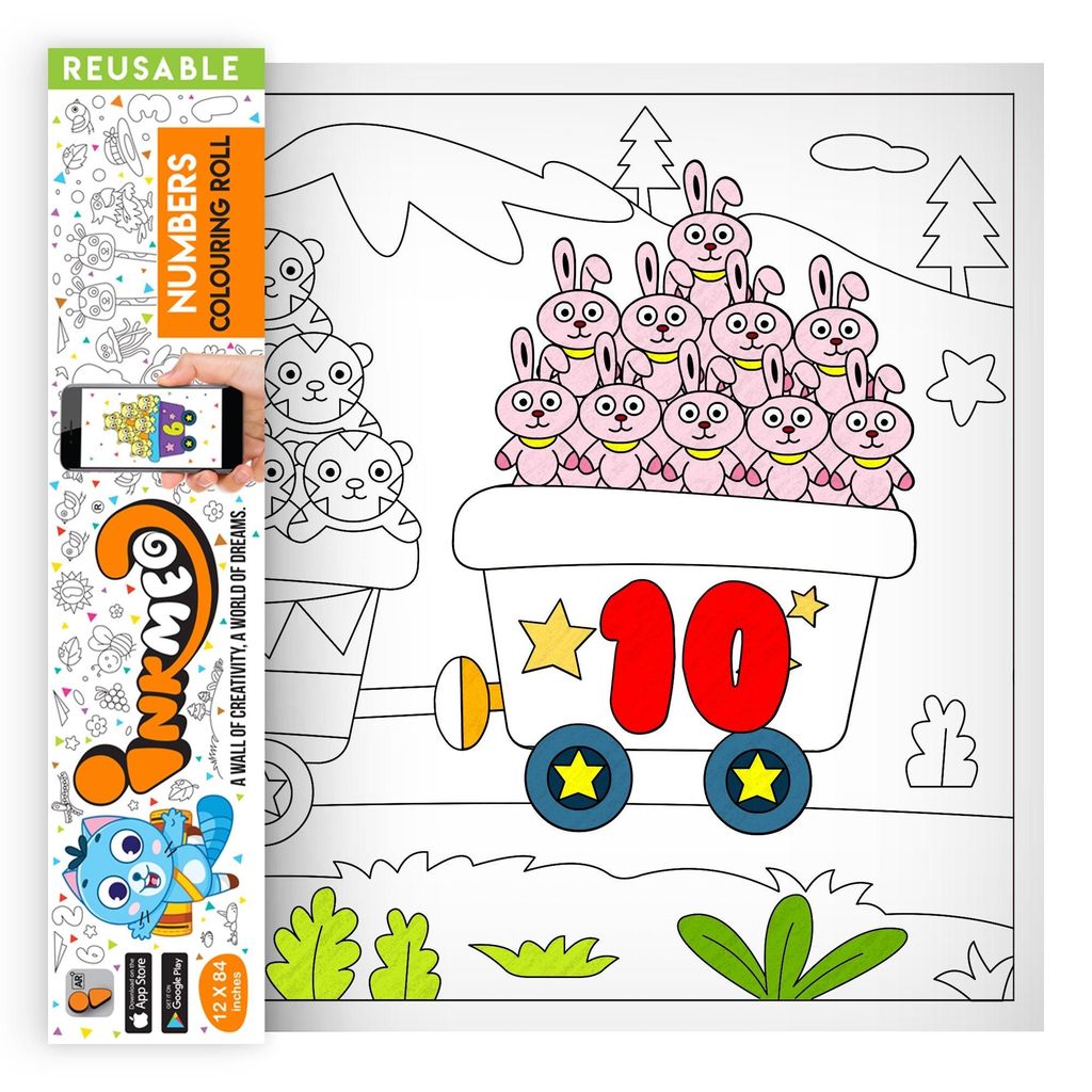Numbers Reusable Wall Colouring Roll (12 inch)-AR Number Journey