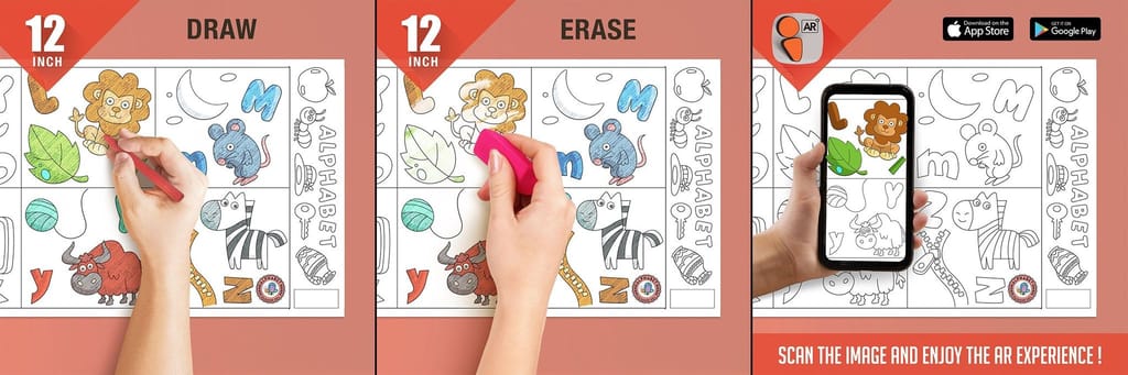 Alphabet Reusable Wall Colouring Roll (12 Inch) - AR Educational Journey