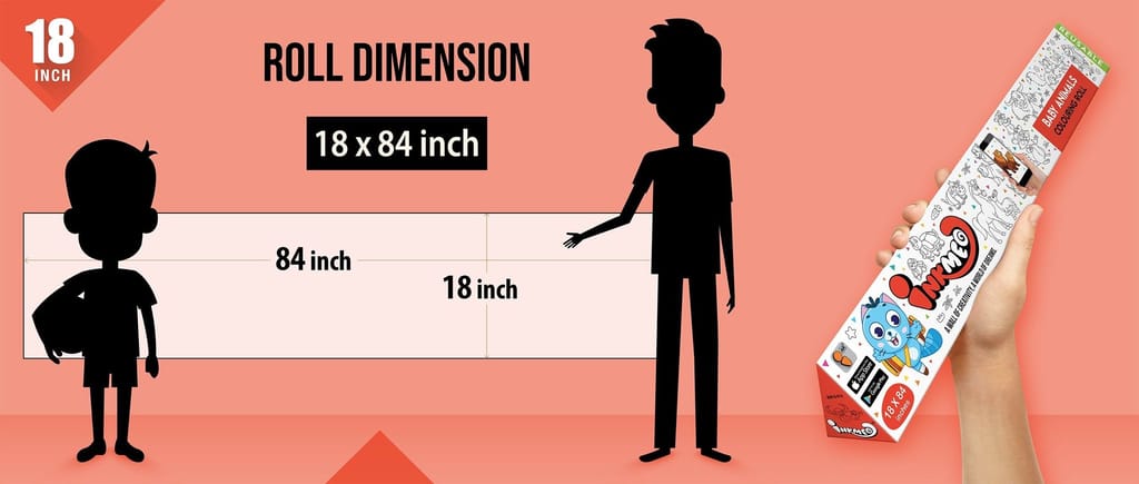 Baby Animals Colouring Roll (18 inch) - AR Learning Experience