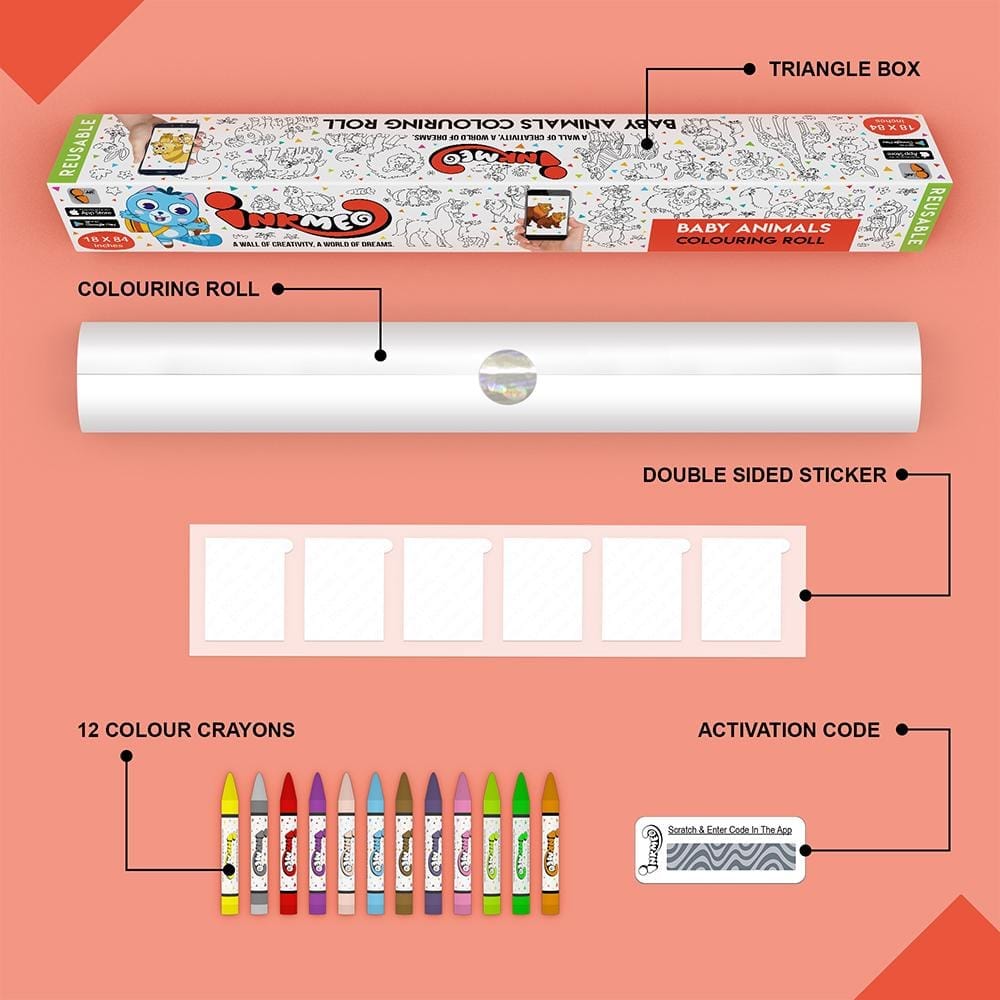 Baby Animals Colouring Roll (18 inch) - AR Learning Experience