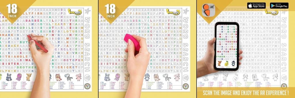 Word Search Reusable Colouring Roll (18 inch) - Augmented Reality Technology