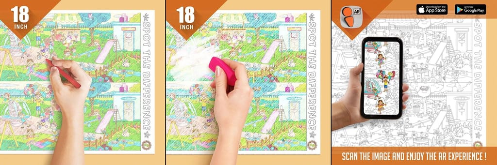 Spot the Difference Colouring Roll (18 inch) - AR Learning & Fun
