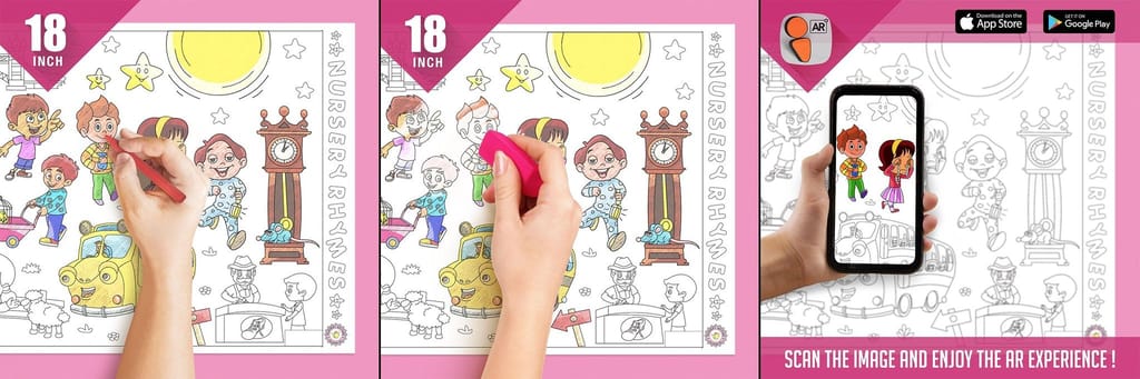 Nursery Rhymes Colouring Roll (18 inch) - Interactive AR Experience