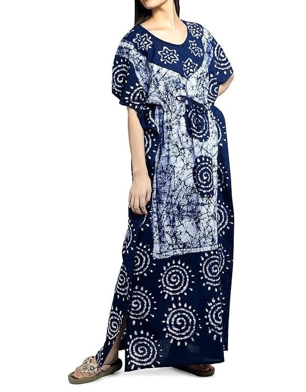 Ukal Cotton Regular Printed Round Neck Floor Length Nighty Night Gown Maxi