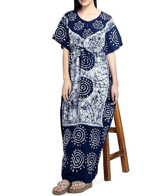 Ukal Cotton Regular Printed Round Neck Floor Length Nighty Night Gown Maxi