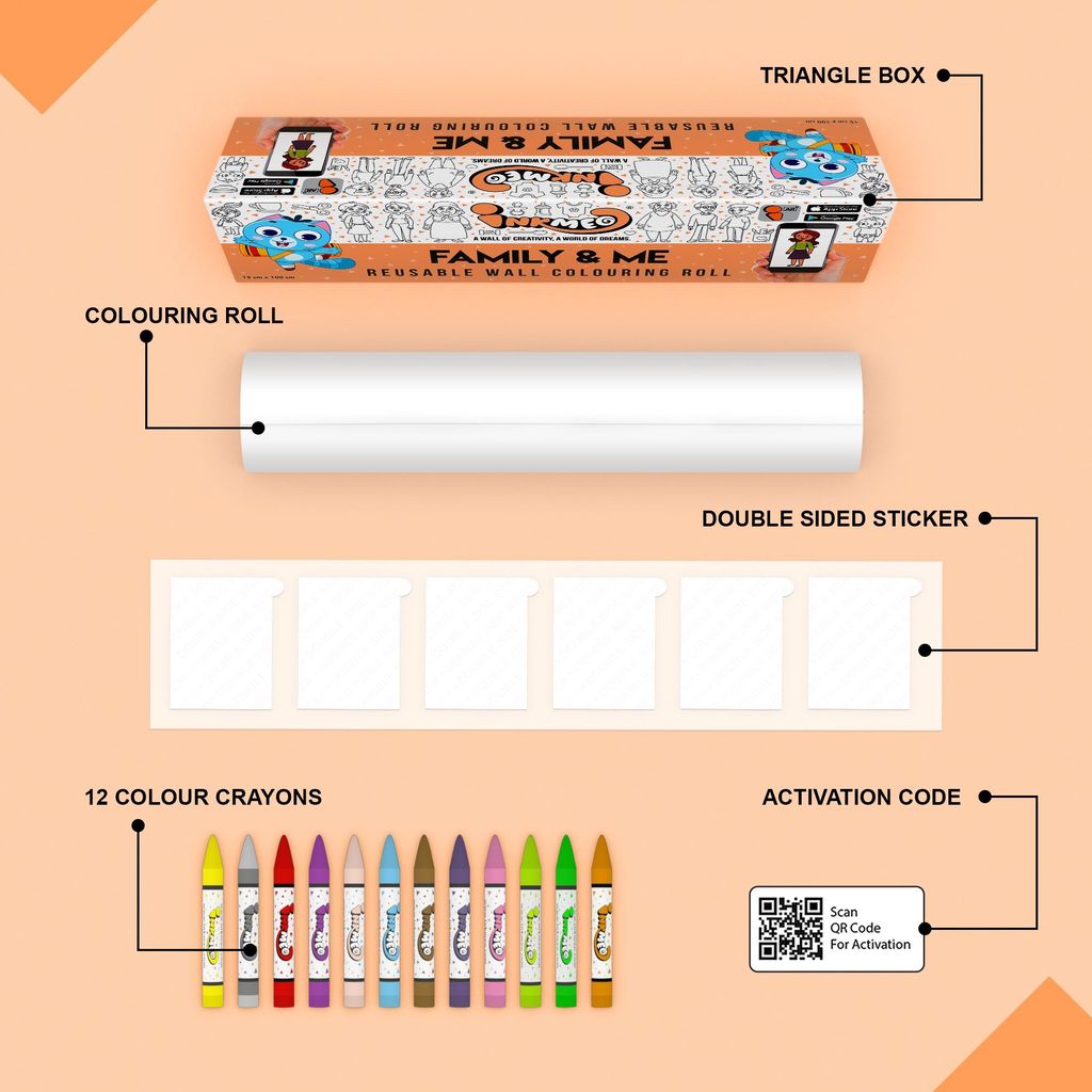 Inkmeo Family and Me Reusable Wall Colouring Roll (6 Inches) - Learn with Augmented Reality
