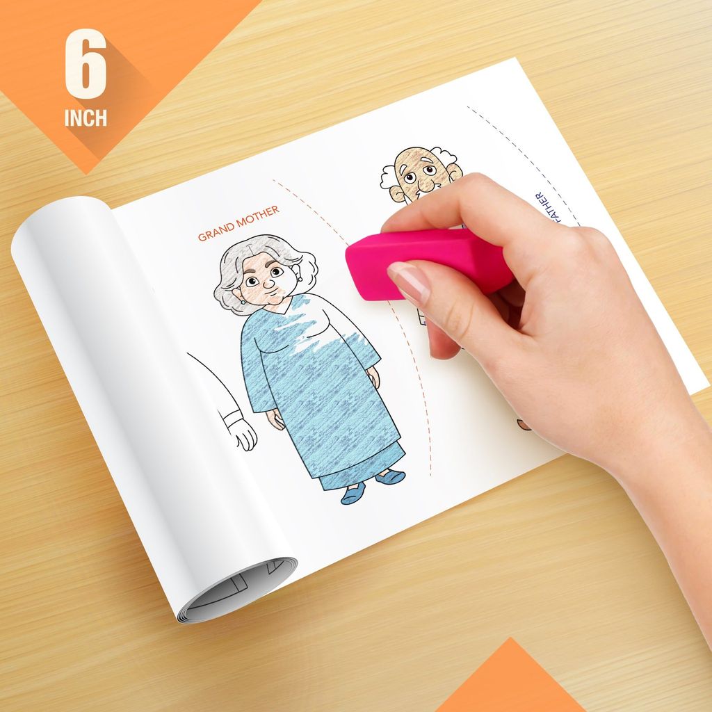 Inkmeo Family and Me Reusable Wall Colouring Roll (6 Inches) - Learn with Augmented Reality