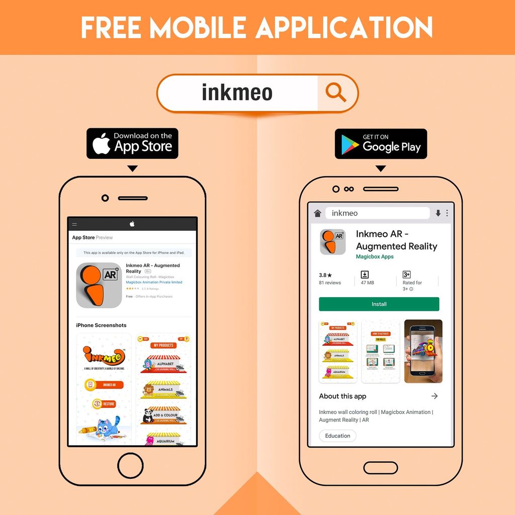 Inkmeo Family and Me Reusable Wall Colouring Roll (6 Inches) - Learn with Augmented Reality