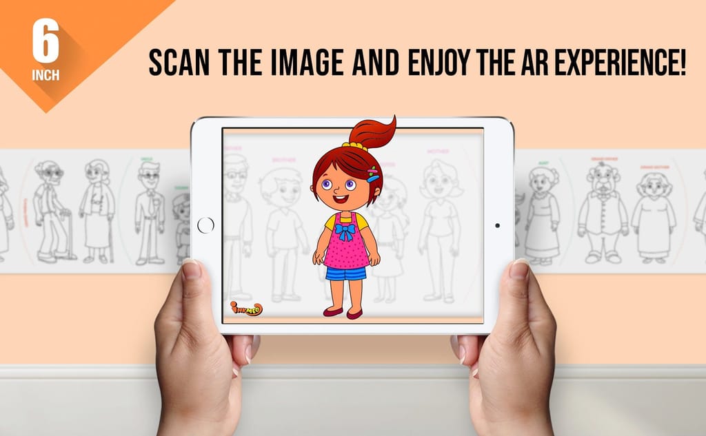 Inkmeo Family and Me Reusable Wall Colouring Roll (6 Inches) - Learn with Augmented Reality