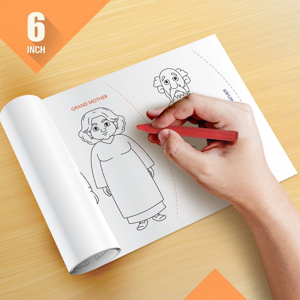 Inkmeo Family and Me Reusable Wall Colouring Roll (6 Inches) - Learn with Augmented Reality