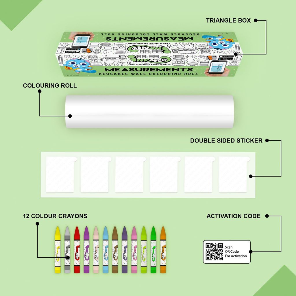 Measurement Reusable Wall Colouring Roll - Augmented Reality Learning (6 Inches)