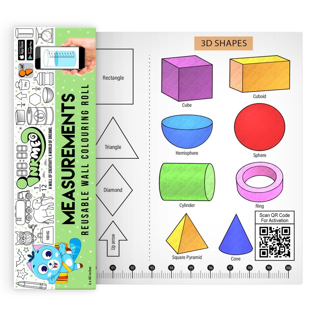 Measurement Reusable Wall Colouring Roll - Augmented Reality Learning (6 Inches)