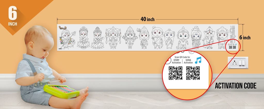 Hindu Gods Reusable Wall Colouring Roll(6 Inch)-Immersive AR Experience