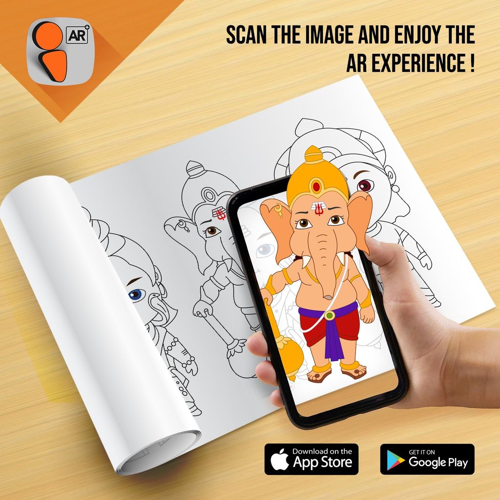 Hindu Gods Reusable Wall Colouring Roll(6 Inch)-Immersive AR Experience