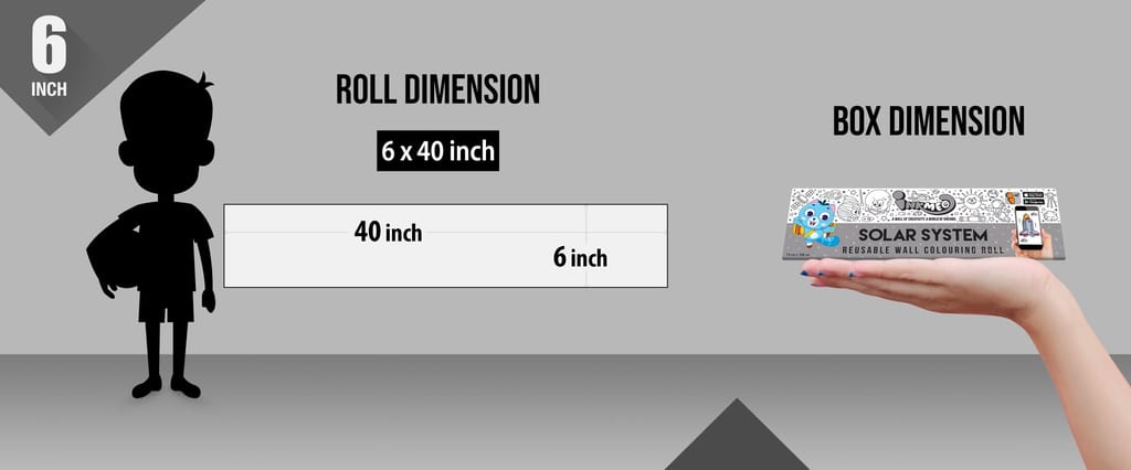 Solar System Reusable Wall Colouring Roll (6 Inch)- AR Learning for Kids