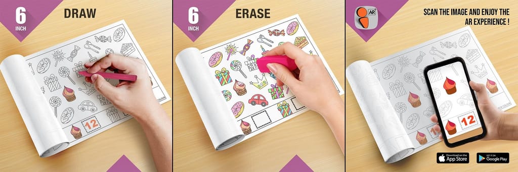 Count Check Colour Reusable Wall Colouring Roll (6 inch)-AR Interactive Learning