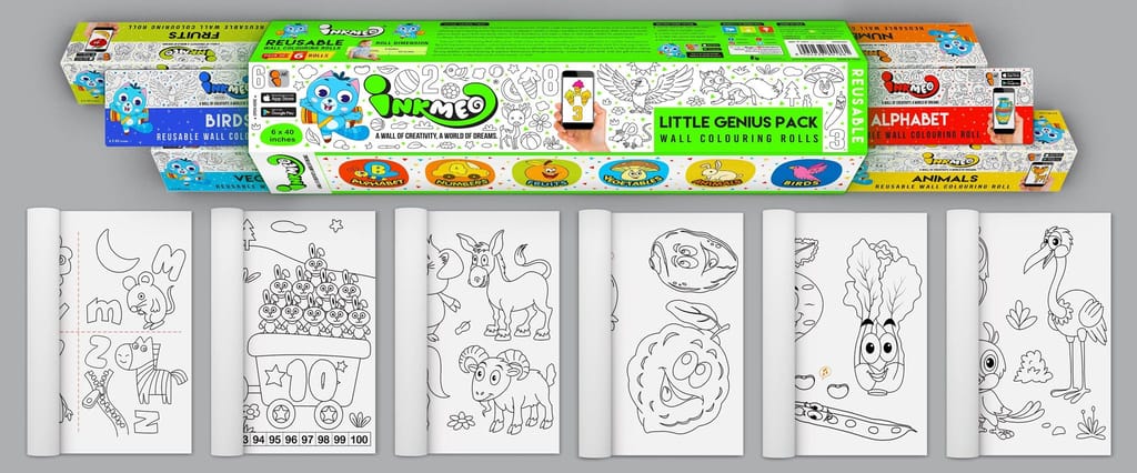 Little Genius Pack Reusable Wall Colouring Roll- AR Technology Learning