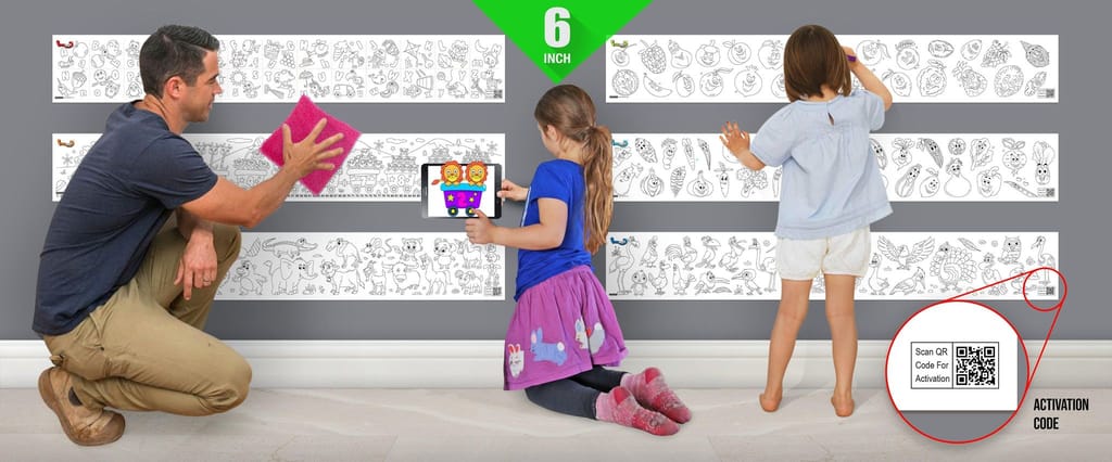Little Genius Pack Reusable Wall Colouring Roll- AR Technology Learning