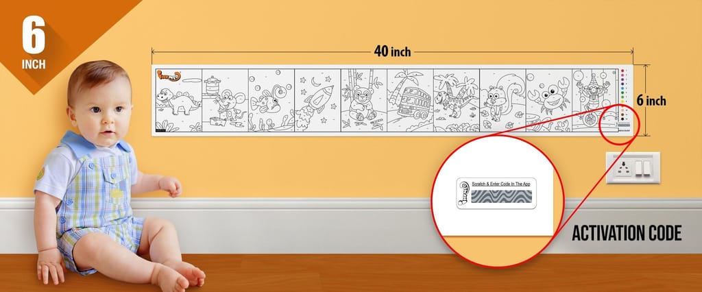 Add and Colour Reusable Wall Colouring Roll (6 inch)-AR Education Experience