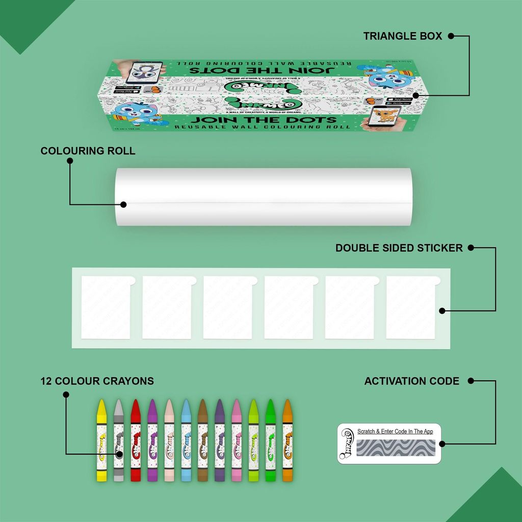Join the Dots Reusable Wall Colouring Roll (6 inch)-Interactive AR Learning