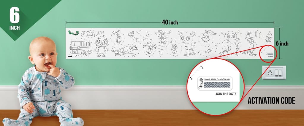 Join the Dots Reusable Wall Colouring Roll (6 inch)-Interactive AR Learning
