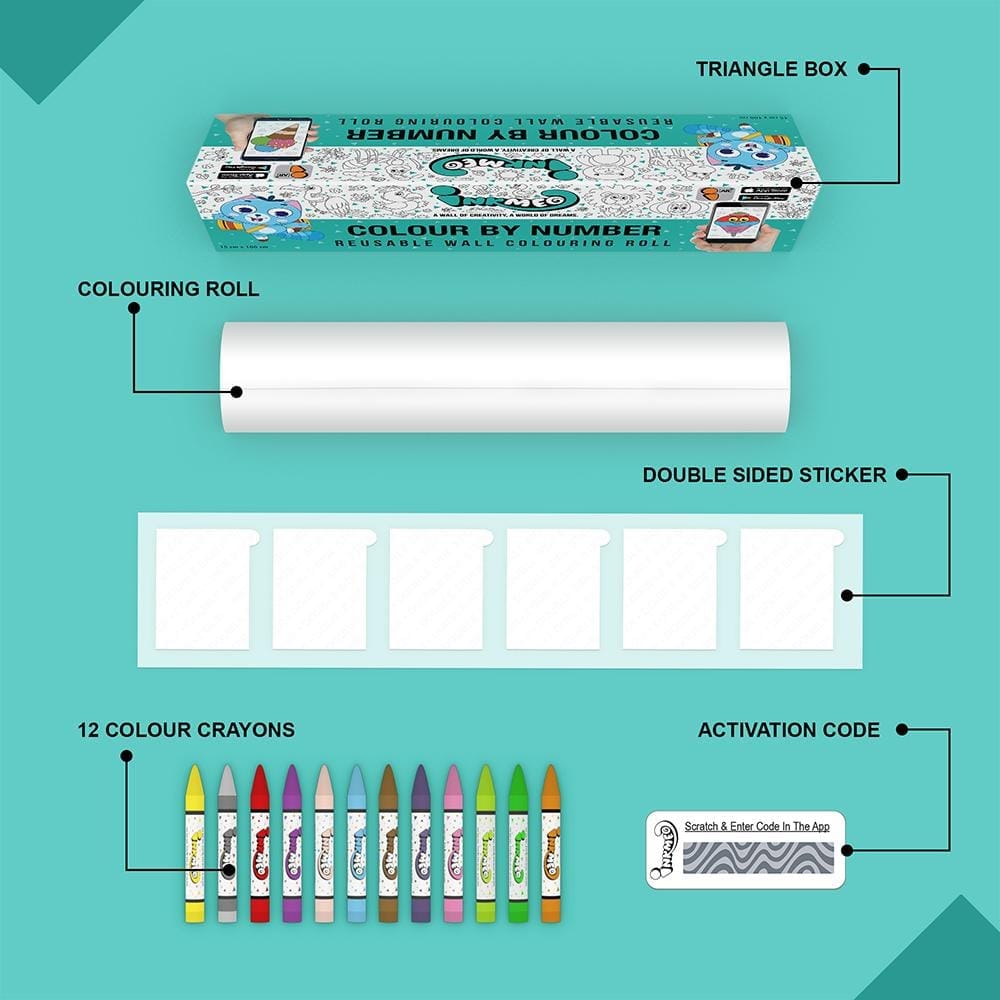 Colour by Number Reusable Wall Colouring Roll (6 inch)-AR Enhanced Learning