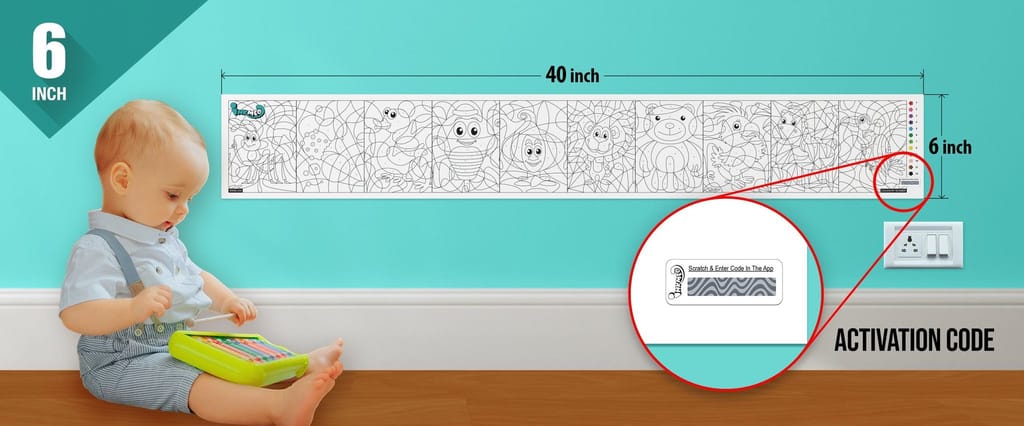 Colour by Number Reusable Wall Colouring Roll (6 inch)-AR Enhanced Learning