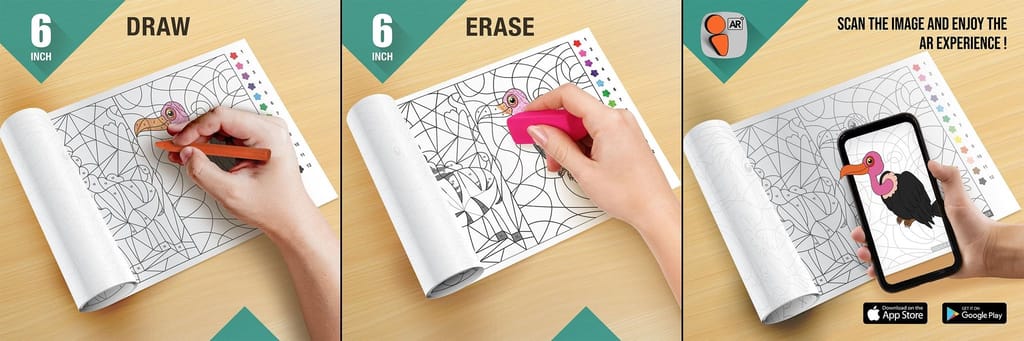 Colour by Number Reusable Wall Colouring Roll (6 inch)-AR Enhanced Learning
