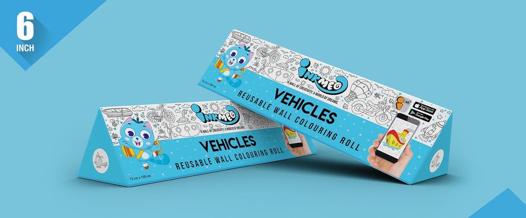 Vehicles Reusable Wall Colouring Roll (6 inch)-Immersive AR Experience