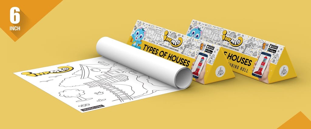 Types of Houses Reusable Wall Colouring Roll (6 inch)-AR Enhanced Learning