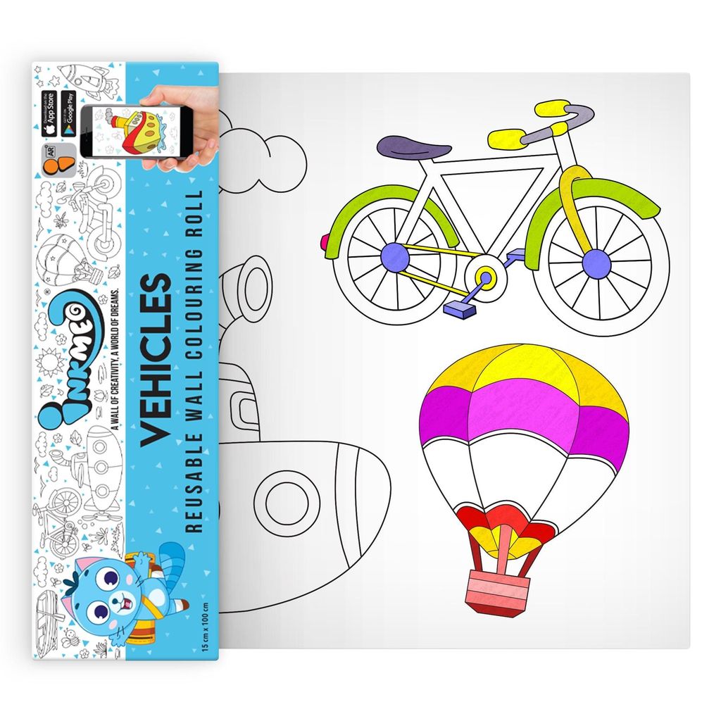 Vehicles Reusable Wall Colouring Roll (6 inch)-Immersive AR Experience