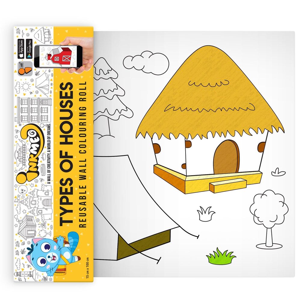 Types of Houses Reusable Wall Colouring Roll (6 inch)-AR Enhanced Learning