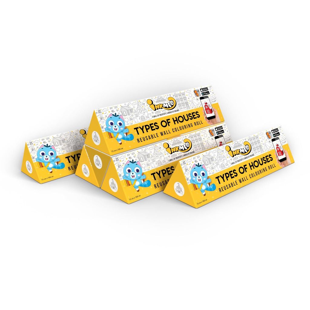 Types of Houses Reusable Wall Colouring Roll (6 inch)-AR Enhanced Learning