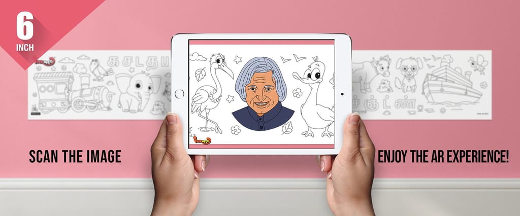 Tamil Rhymes Reusable Wall Colouring Roll (6 inch)-Interactive AR Learning