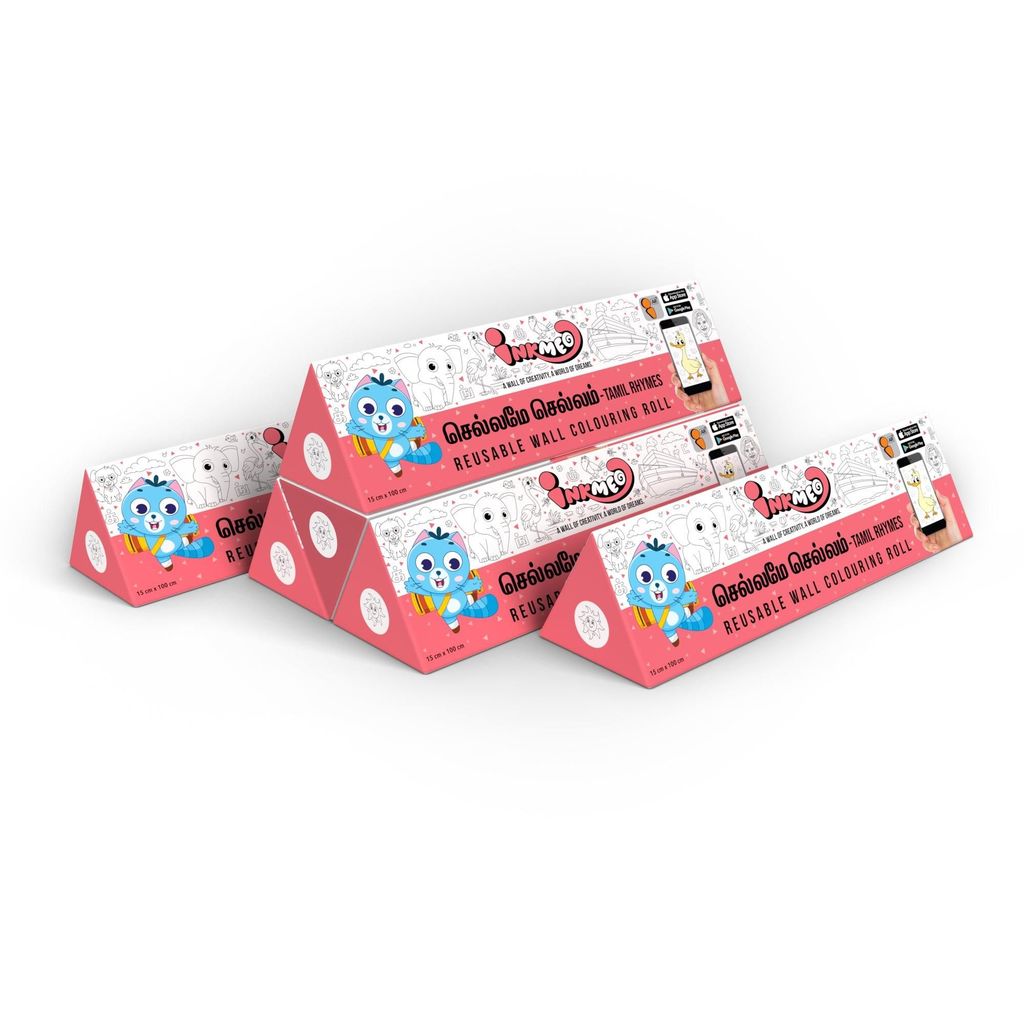 Tamil Rhymes Reusable Wall Colouring Roll (6 inch)-Interactive AR Learning