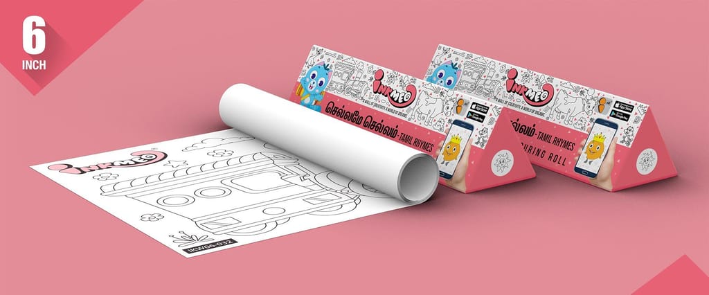 Tamil Rhymes Reusable Wall Colouring Roll (6 inch)-Interactive AR Learning