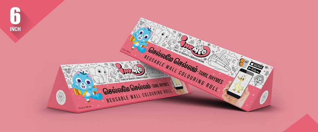 Tamil Rhymes Reusable Wall Colouring Roll (6 inch)-Interactive AR Learning