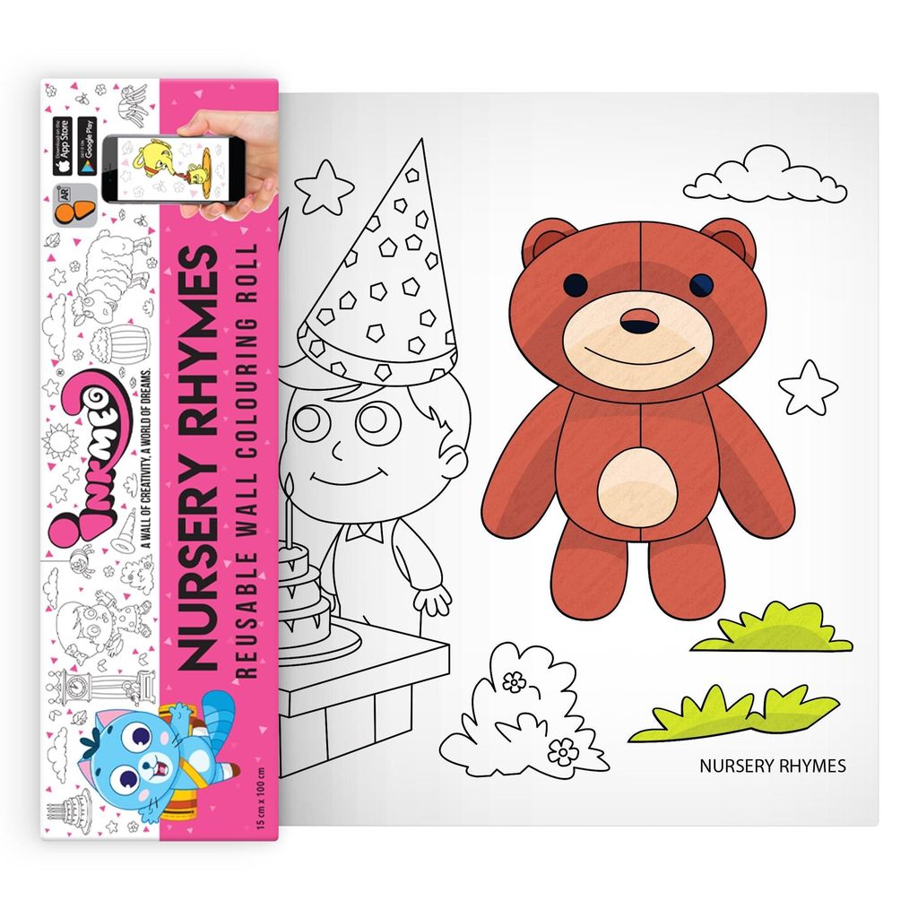 Nursery Rhymes Reusable Wall Colouring Roll(6 inch)-Interactive AR