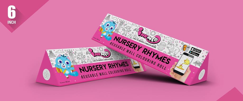 Nursery Rhymes Reusable Wall Colouring Roll(6 inch)-Interactive AR
