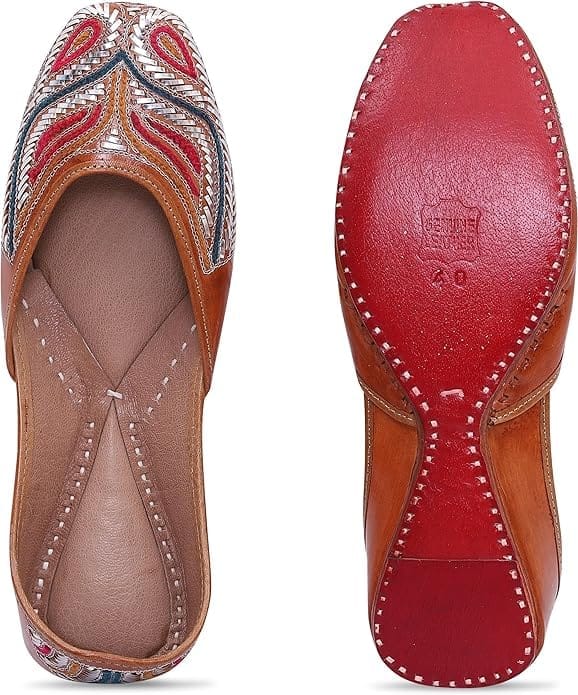 HEER Women's & Girls Handmade Embroiderd Mojari Punjabi Rajasthani Jutti Footwear Multicolor