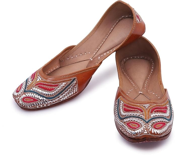 HEER Women's & Girls Handmade Embroiderd Mojari Punjabi Rajasthani Jutti Footwear Multicolor