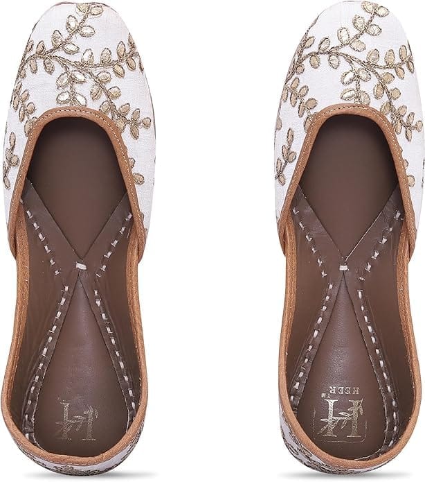 HEER Women's Handmade Ethnic Traditional Jutti Embroidered Jaipuri Bridal Jutti Wed Bell