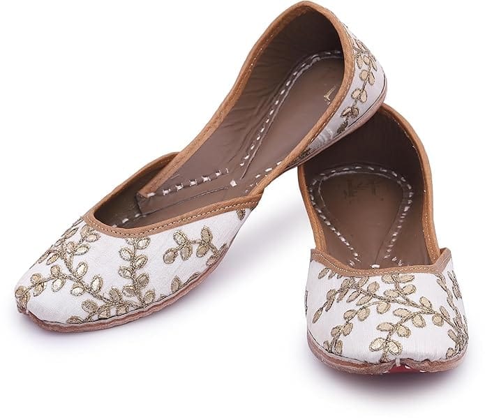 HEER Women's Handmade Ethnic Traditional Jutti Embroidered Jaipuri Bridal Jutti Wed Bell