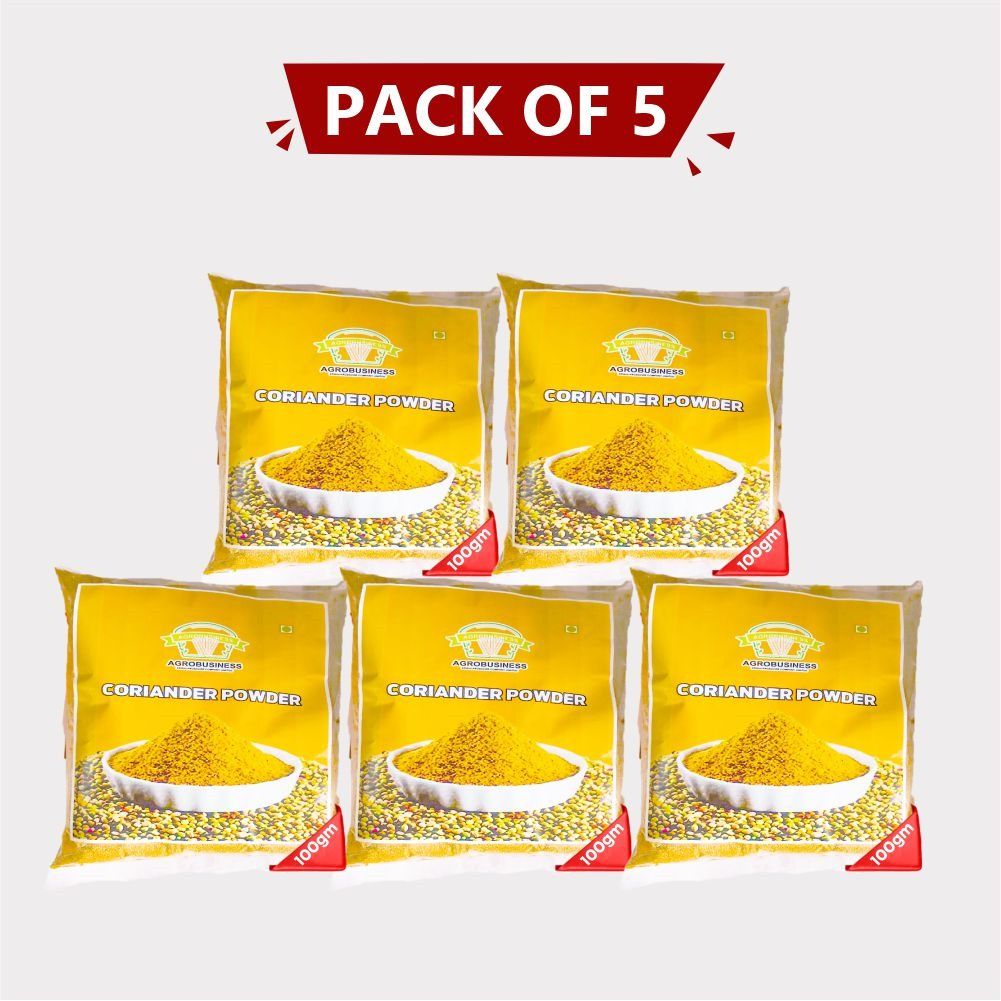 Premium Coriander Powder 500gm – Pack of 5 (100 gm × 5) by Agrobusiness Krishi Producer – Fresh, Aromatic & Pure Farm-Ground Dhaniya Powder! (pack of 3)