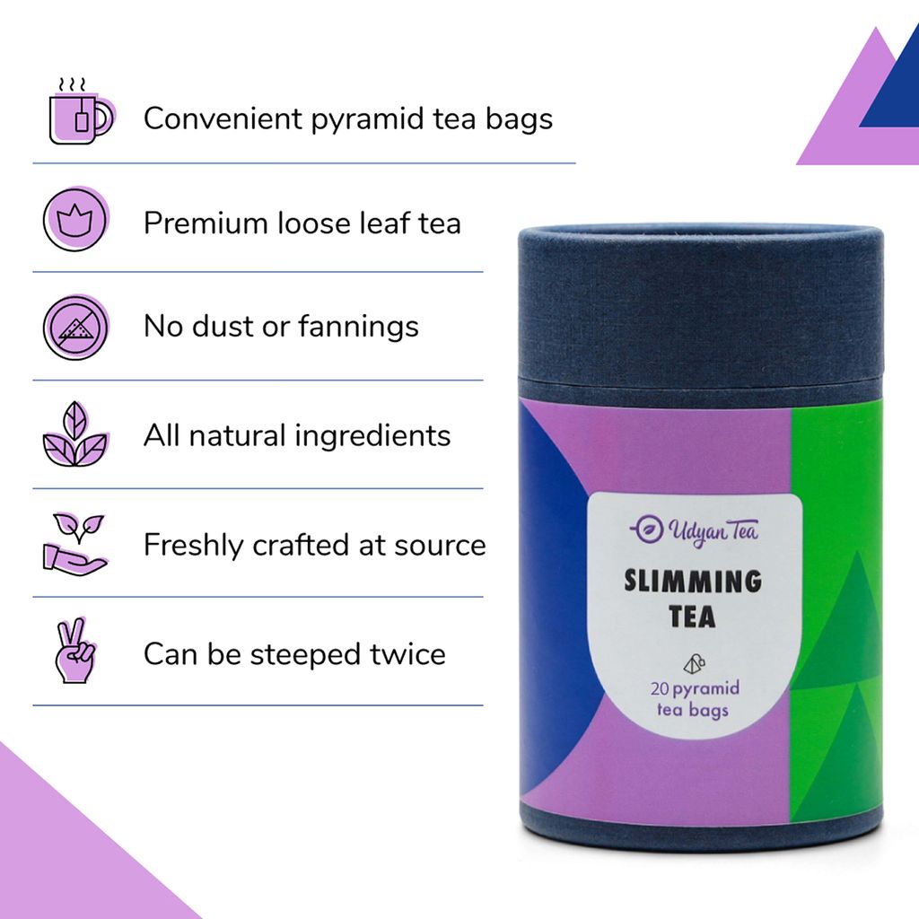 Udyan Tea Slimming Tea, 20 Pyramid Tea Bags | Herbal Green Tea with Garcinia Cambogia