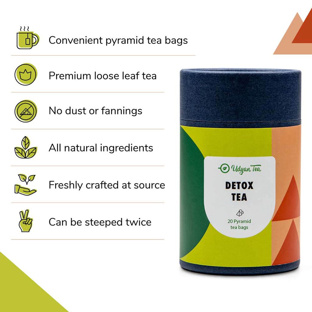 Udyan Tea Detox Tea; 20 Pyramid Tea Bags | 100% Natural; Whole Leaf Herbal Green Tea