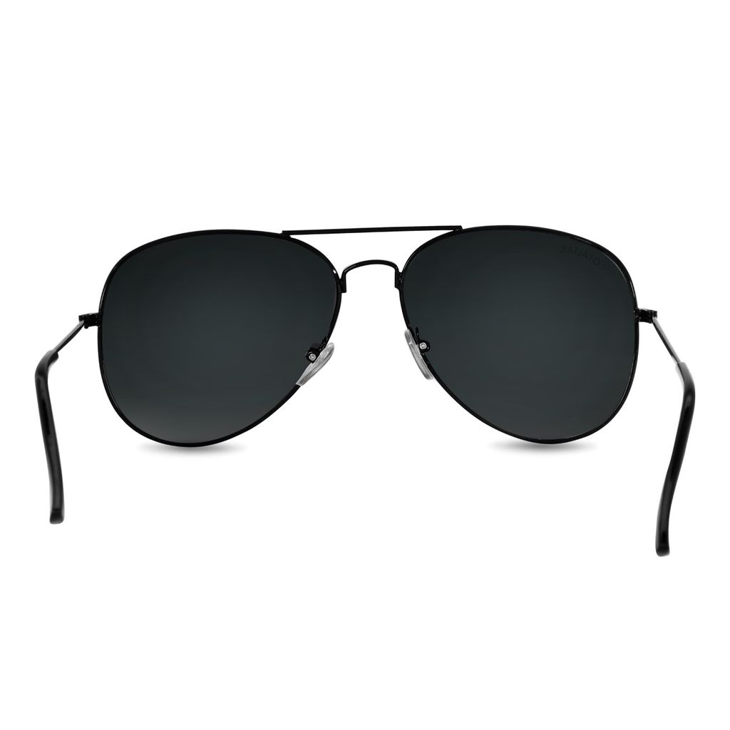 Royaltail Black Classic Glass and Black Frame Aviator Sunglasses for men and Women