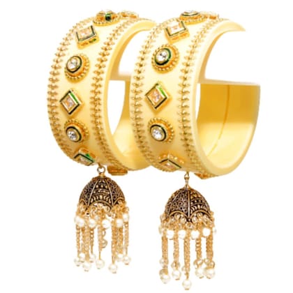 Zindura New Hand Desined Stylish Rajwadi Style Bridal Kada, Bangles,Kangan Set For Girls And Women (PLASTIC BOX PACK)